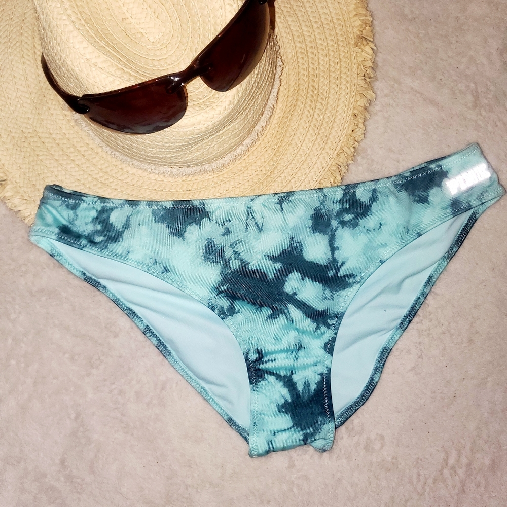 NWOT PINK SPORT Blue Marble Bikini Bottoms MED